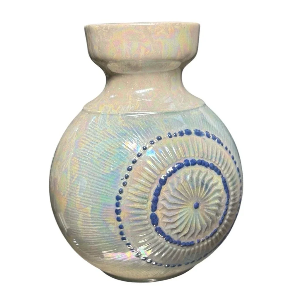 Vintage Iridescent‎ Studio Pottery Vase Handcrafted Art Ceramic 6